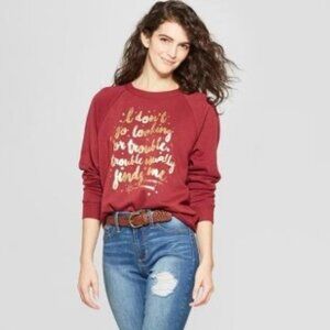 Harry Potter  Women's "I don't go Looking..." Garnet  Crew Neck Sweatshirt